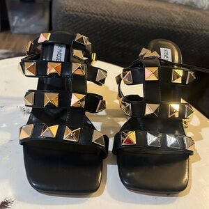 Steve Madden Black Sandals with Gold Studs